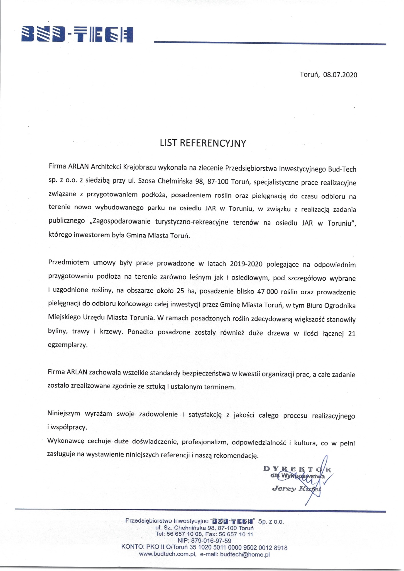 Referencje dla ARLAN Architekci Krajobrazu - 2020