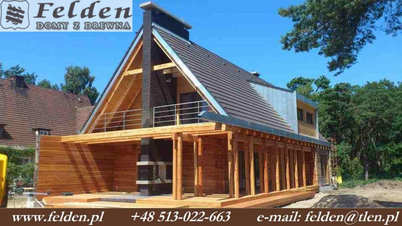 dom z bali modrzewiowych o przekroju 35x35cm