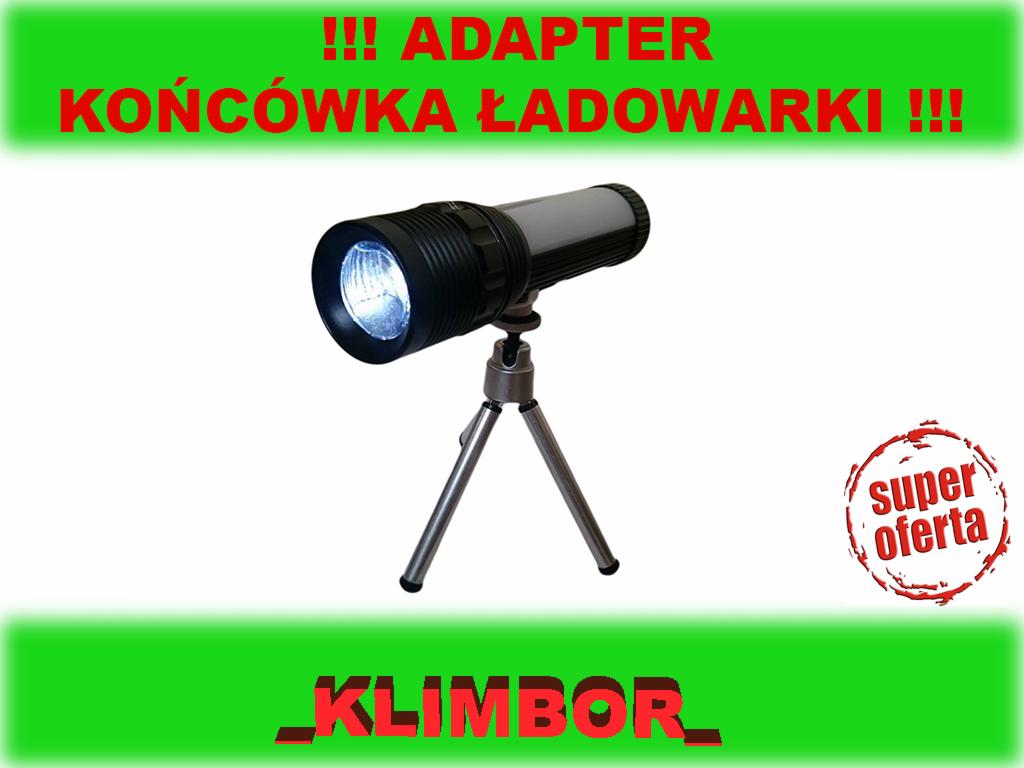 Lampa warsztatowa LED na statywie, z napisem 'SUPER oferta' i 'KLIMBOR' na białym tle.