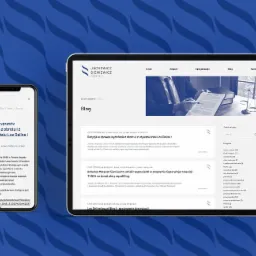 Prezentacja responsywnej strony internetowej na tablecie i smartfonie, wyświetlającej blog kancelarii prawnej z artykułem o decyzji w sprawie wycofania produktu Los Deline.
