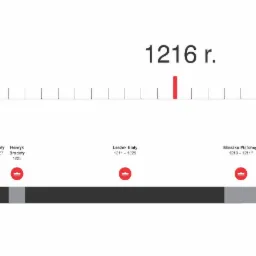 Graficzne przedstawienie osi czasu z zaznaczonym rokiem 1216 oraz imionami i latami panowania średniowiecznych władców.