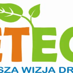 Logo firmy LETECO z hasłem 'LEPSZA WIZJA DRUKU', z zielonymi liśćmi symbolizującymi ekologię.