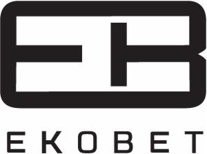 Czarne logo EKOBET w prostokątnej ramce, nazwa firmy poniżej, czcionka bezszeryfowa.