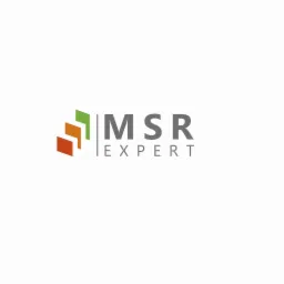 Logo firmy MSR Expert z trzema kolorowymi blokami ułożonymi schodkowo: czerwonym, pomarańczowym i zielonym.