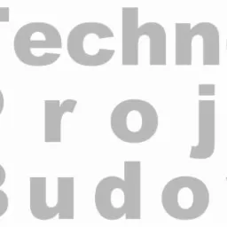 Logo firmy z czarną literą 'T' i 'B' oraz szarym napisem 'Technologie i Projekty Budowlane'.