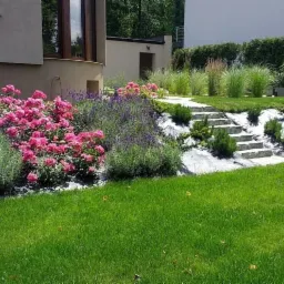 zieleń, schody z kamienia kompleksowo