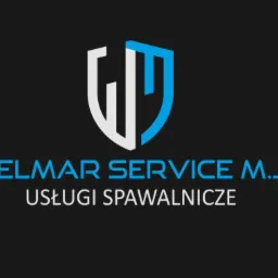 Logo firmy WELMAR SERVICE M.J. z tekstem 'USŁUGI SPAWALNICZE' poniżej, na ciemnym tle.