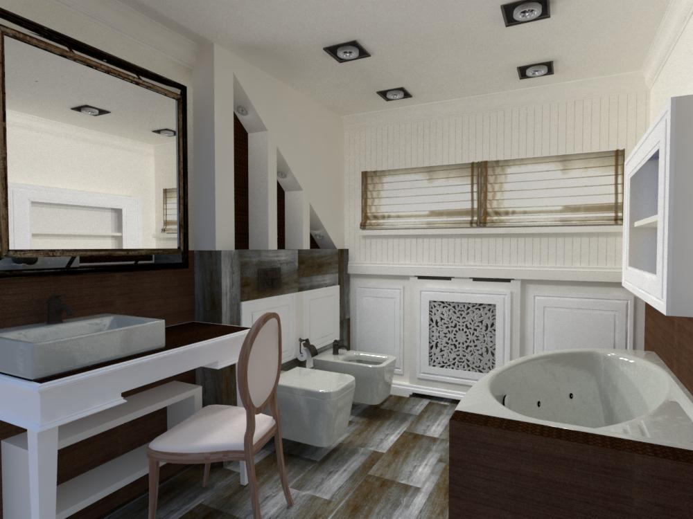 Projekt łazienki w domu jednorodzinnym, pow. 6,14 m2