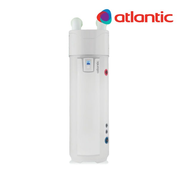 Biały, cylindryczny klimatyzator marki Atlantic z widocznym logo na białym tle.