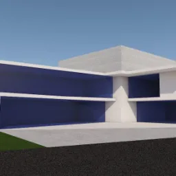 Wizualizacja dwukondygnacyjnego budynku biurowego z przeszklonymi fasadami i płaskim dachem, prezentowana w neutralnym oświetleniu dziennym.