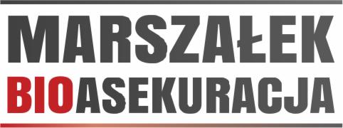 Logo firmy Marszałek Bioasekuracja z nazwą w kolorze szarym i czerwonym, umieszczone na białym tle.