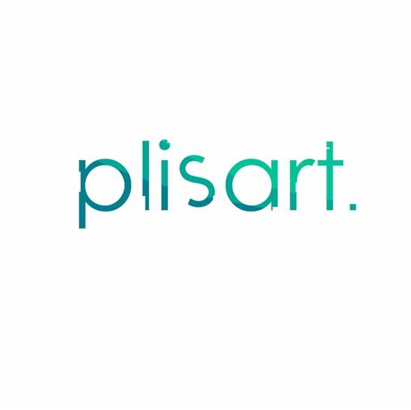 Logo firmy 'plisart' w odcieniach turkusu i zieleni na białym tle.