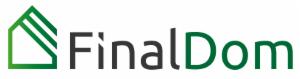 Logo firmy FinalDom z zielonym gradientem na ikonie domu i nazwie, czarny fragment nazwy.