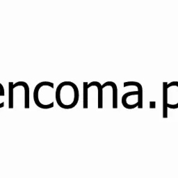 Czarny tekst 'encoma.pl' na białym tle, prosta czcionka bez ozdobników.