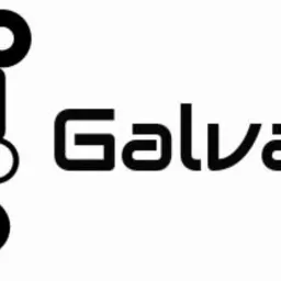 Logo firmy Galvatron z abstrakcyjnym symbolem przypominającym schemat elektroniczny po lewej stronie nazwy.