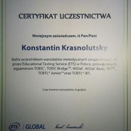 Certificate of TOEIC training