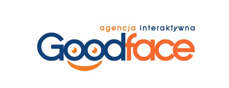 Logo agencji interaktywnej Goodface z Nowego Żmigrodu, wykorzystujące uśmiechniętą buźkę wkomponowaną w nazwę.