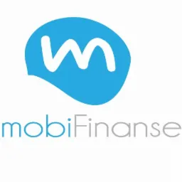 Logo MobiFinanse: Stylizowana litera 'M' w błękitnej chmurce nad szarym napisem 'mobiFinanse'.