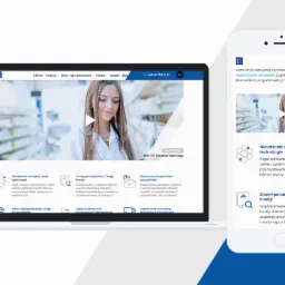 Responsywna strona internetowa firmy Mikster Industrial Technology wyświetlana na laptopie i smartfonie, z widoczną sekcją o rejestratorach cyfrowych i czujnikach wilgotności, podkreślająca...