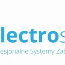 Logo firmy ElectroSafe z hasłem 'Profesjonalne Systemy Zabezpieczeń'. Logo przedstawia stylizowaną literę 'E' w kształcie tarczy, podzieloną na zieloną i niebieską część.