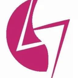 Abstrakcyjne logo w kolorze fuksji, przypominające stylizowaną literę 'G' lub strzałkę wkomponowaną w półksiężyc.