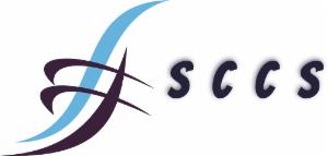 Logo firmy SCCS z Kalisza, z abstrakcyjnym symbolem graficznym po lewej stronie i nazwą firmy po prawej.