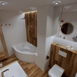 Łazienka drewno i biel