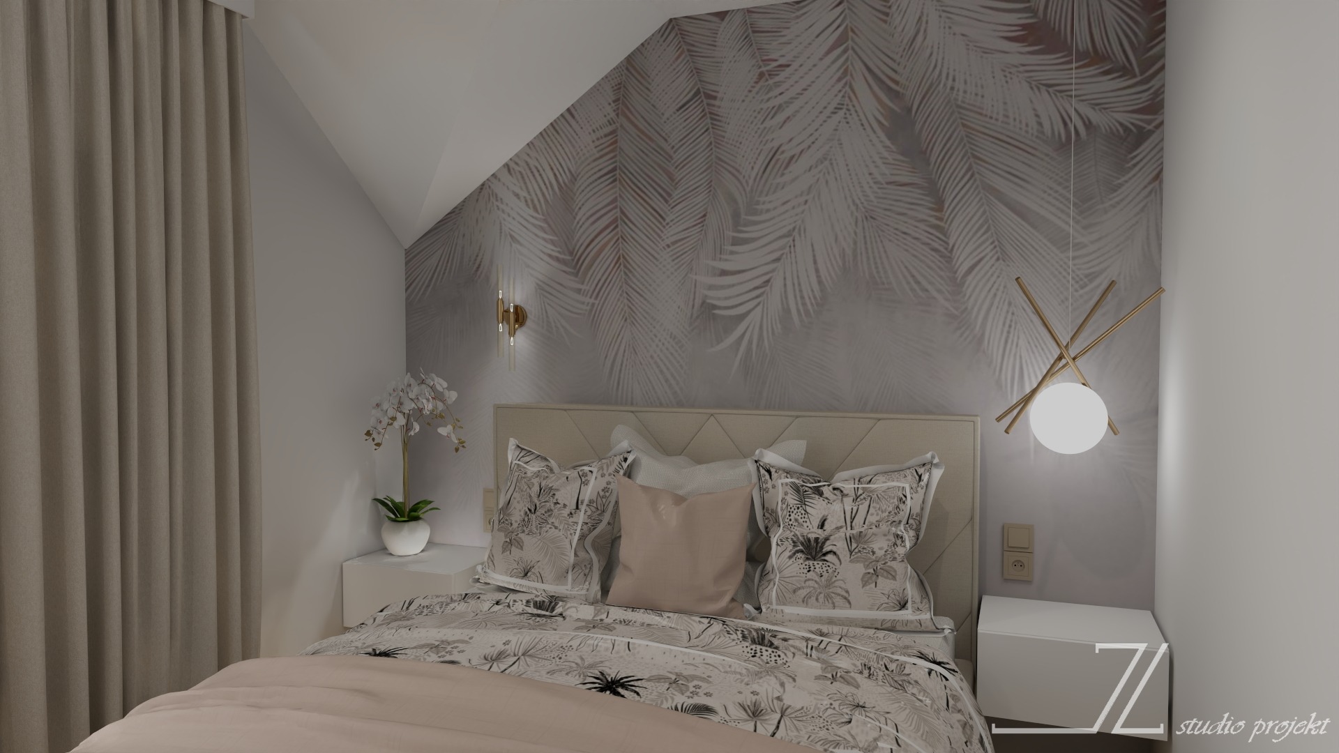 Sypialnia w kolorystyce Seashell