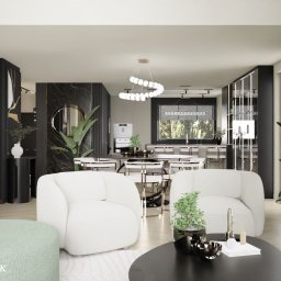 Projekt archdesign salon z jadalnią w domu jednorodzinnym. 