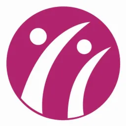 Logo przedstawiające dwie stylizowane postacie wewnątrz fioletowego okręgu, z białymi elementami symbolizującymi ciała i głowy.