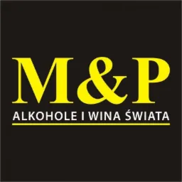 Logo firmy M&P z żółtym napisem 'ALKOHOLE I WINA ŚWIATA' na czarnym tle.
