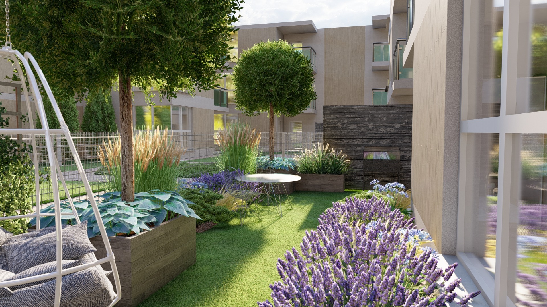 Ogródek przy mieszkaniu na osiedlu Nova Sołtysowicka we Wrocławiu