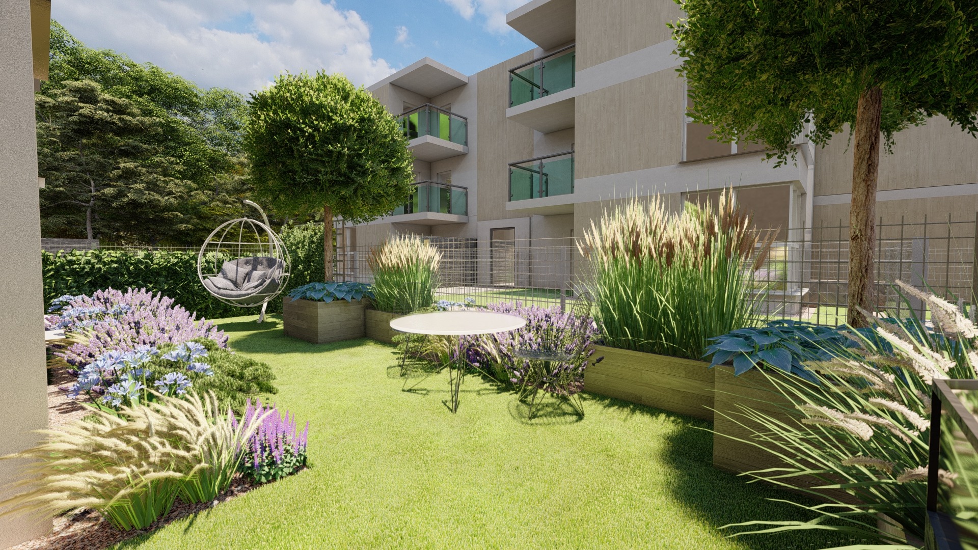 Ogród na osiedlu we Wrocławiu