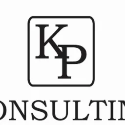 Logo firmy konsultingowej z inicjałami KP w kwadracie i napisem CONSULTING pod spodem.