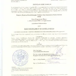 Skan decyzji Krajowej Komisji Kwalifikacyjnej Polskiej Izby Inżynierów Budownictwa, nadającej tytuł rzeczoznawcy budowlanego Panu Zbigniewowi Wizert z dnia 7 sierpnia 2014 roku, z pieczęcią...