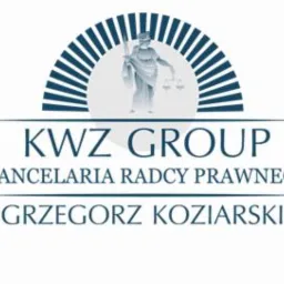 Logo kancelarii radcy prawnego KWZ Group Grzegorz Koziarski z wizerunkiem Temidy.