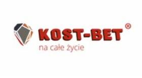 Logo firmy Kost-Bet z hasłem 'na całe życie', czerwono-szare kolory, widoczne na białym tle.