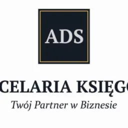Logo Kancelarii Księgowej ADS z hasłem 'Twój Partner w Biznesie' na białym tle.