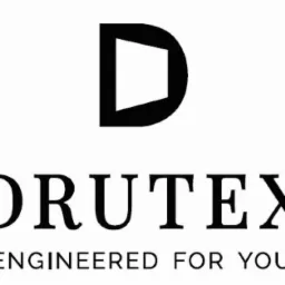 Logo firmy DRUTEX z symbolem przypominającym okno i hasłem 'ENGINEERED FOR YOU'.