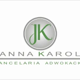Logo Kancelarii Adwokackiej Joanna Karolak z inicjałami JK w zielonym okręgu na białym tle.