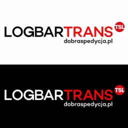 Logo firmy Logbar-Trans z adresem dobraspedycja.pl, wersja na białym i czarnym tle.