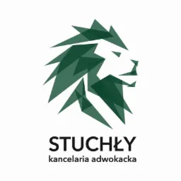 Zielony, geometryczny lew, logo kancelarii adwokackiej Stuchły.