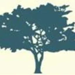 Stylizowany, ciemnoturkusowy rysunek drzewa z gęstą koroną na jasnym tle, przypominający logo firmy.