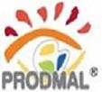 Kolorowe logo firmy PRODMAL z motywem oka i promieniami w odcieniach pomarańczy, zieleni i błękitu.