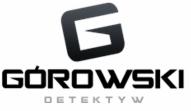 Czarno-białe logo firmy z inicjałem 'G' w górnej części i nazwą 'GÓROWSKI' poniżej, a pod nią słowo 'DETEKTYW' mniejszą czcionką.