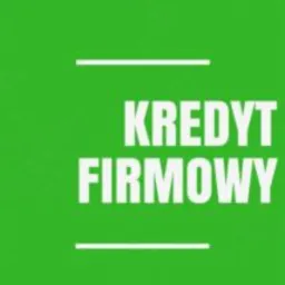 Napis 'KREDYT FIRMOWY' w białym kolorze na jaskrawozielonym tle z dwoma białymi poziomymi liniami nad napisem.
