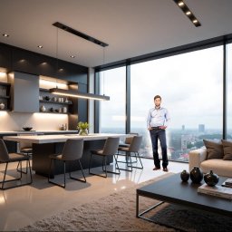 Projekt aranżacji mieszkania w chmurach, Warszawa.