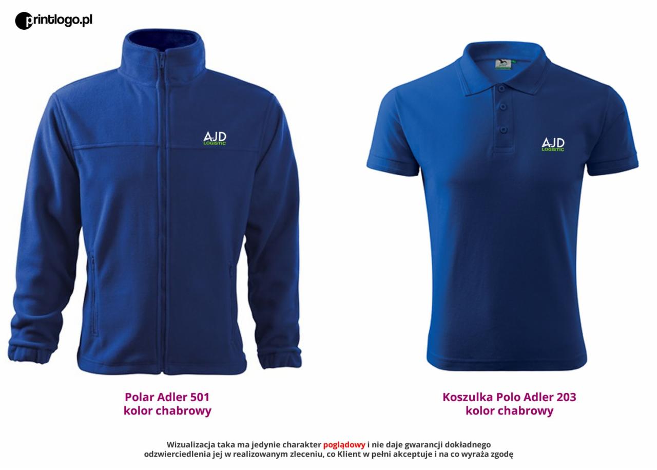 Wizualizacja odzieży roboczej z haftem