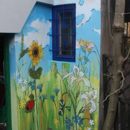 Malowana Łąka na tyłach domu prywatnego.