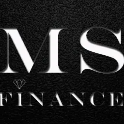 Logo firmy MS Finance na teksturowanym czarnym tle, z diamentem umieszczonym centralnie między inicjałami a nazwą.